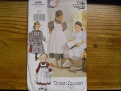 8608 VOGUE GIRL EMPIRE DIRNDL DRESS, PINAFORE, SMOCKING PATTERN 2-4, 5-6X